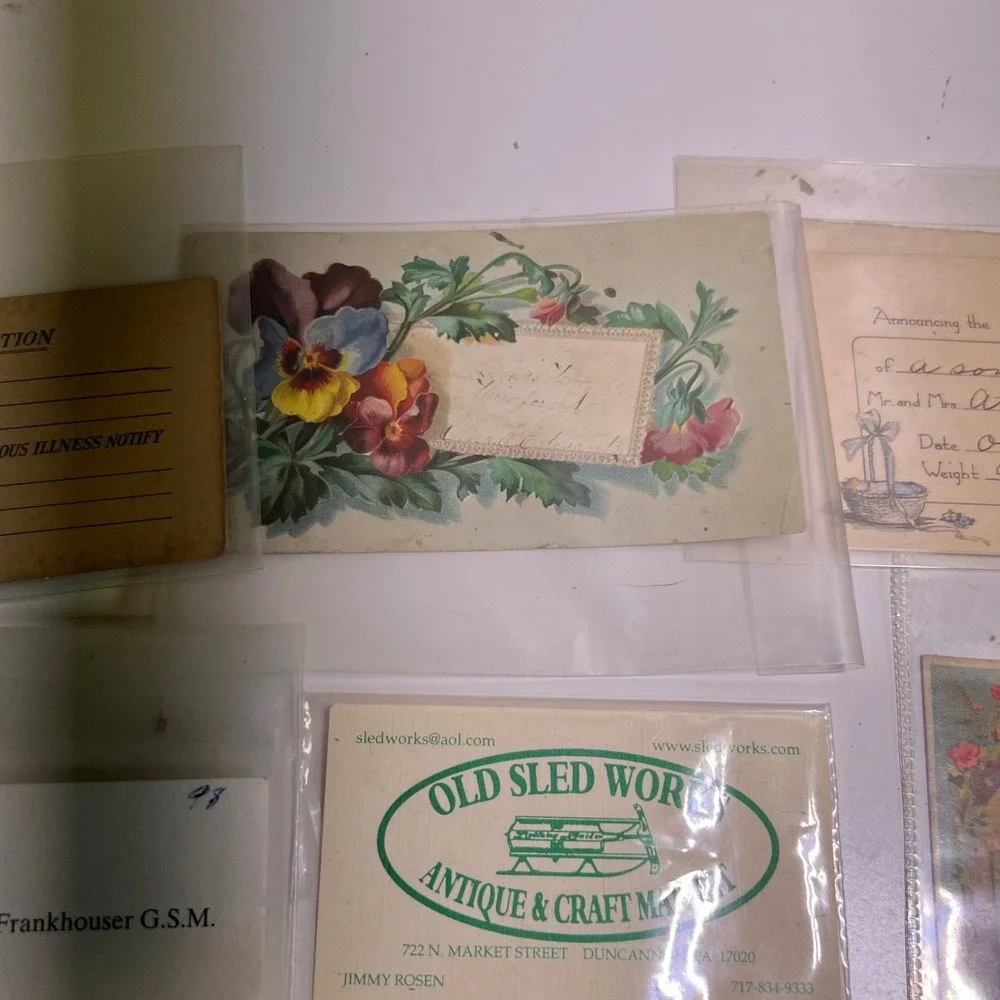 Vintage Victorian Ephemera Lot 11pc Floral Calling Card Trade Card Antique Paper